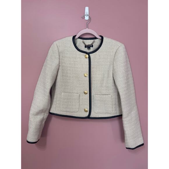 NEW J.Crew Tweed Lady Wool Blend Gold Button Jacket Size 2 - Picture 2 of 7